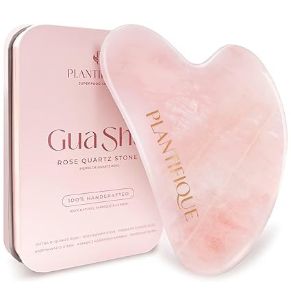PLANTIFIQUE Gua Sha Rose Quartz Tool for Face Anti Aging Massage Tool - GuaSha - Jawline Shaper -... | Amazon (US)