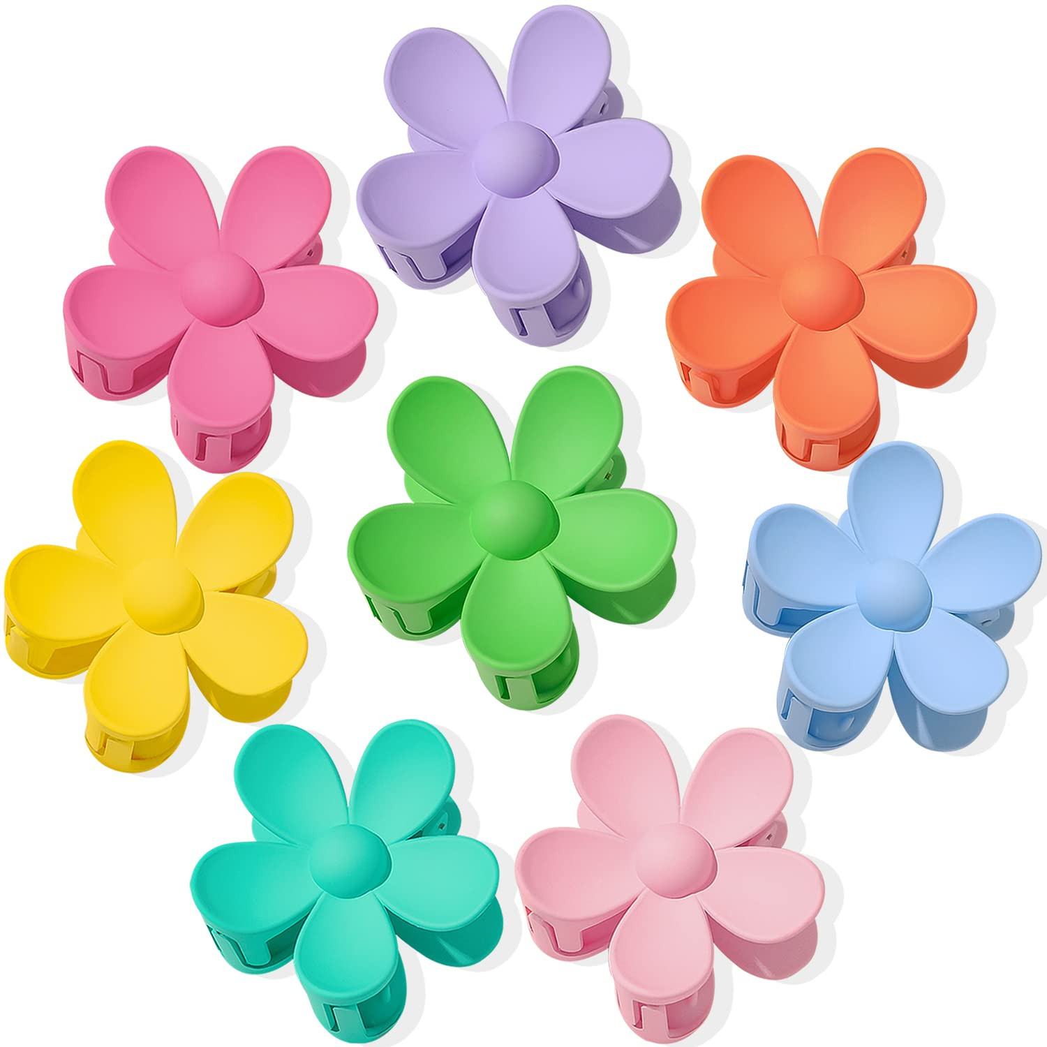Flower Hair Clips 8PCS, Large Claw Clips for Women Girls Thick Thin Hair, Strong Hold Non slip Big Matte Dasiy Jaw Clamps Hair Accessories 8 Colors | Amazon (US)