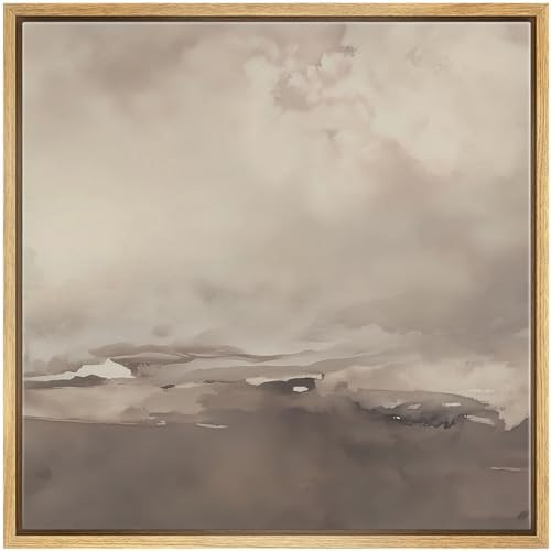 SIGNWIN Framed Canvas Print Wall Art Cloudy Sky Neutral Soft Beige Atmospheric Landscape Illustra... | Amazon (US)