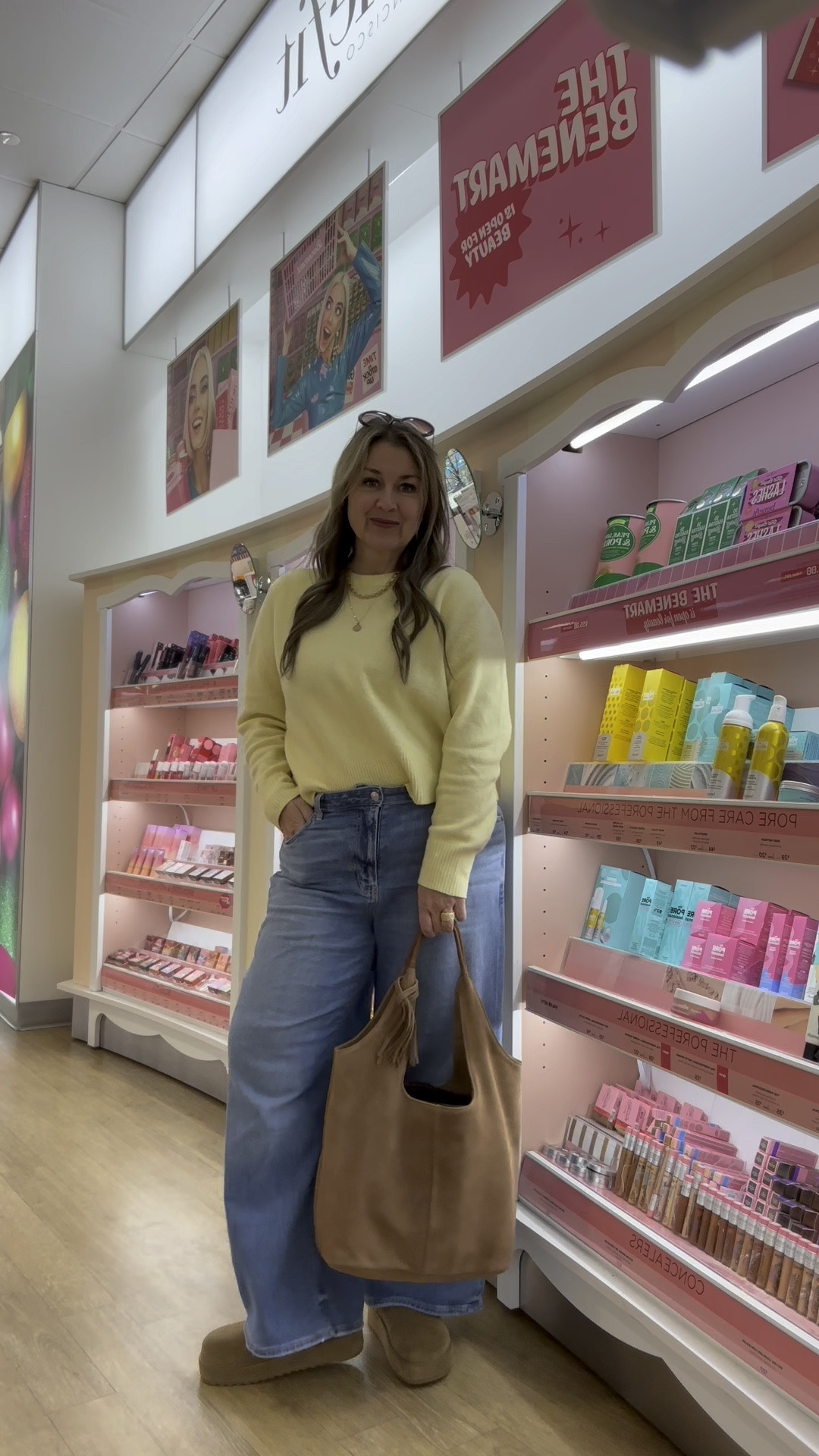 Running Errands in Comfy Style!
This look is all about being comfortable while keeping it cute! Pairing a soft yellow sweater with wide-leg jeans and cozy platform slippers has me feeling put together without sacrificing comfort. Plus, my oversized tote is perfect for holding all the beauty goodies I couldn’t resist.

Who else loves finding that perfect balance of cozy and stylish? Let me know your go-to comfy-chic pieces!

#EverydayStyle #CozyAndChic #ComfyFashion #EffortlessStyle #WomenOver40Style