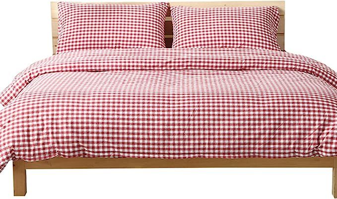 OTOB Plaid Twin Duvet Cover Set 100% Washed Cotton Bedding Sets, 3 Pieces Bed Set Reversible Simp... | Amazon (US)