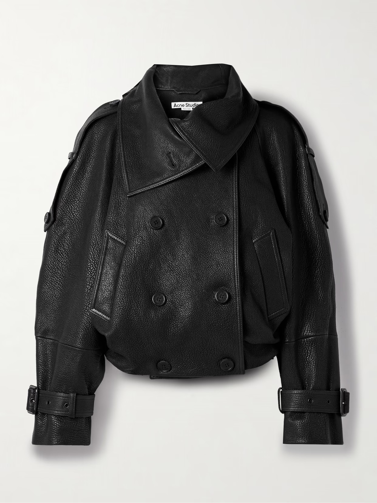 Acne Studios - Double-breasted Textured-leather Jacket - Black - DK36 | NET-A-PORTER APAC