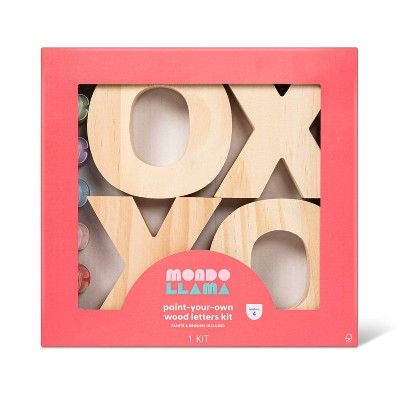 4pk Paint-Your-Own Valentine&#39;s Day XOXO Wood Kit - Mondo Llama&#8482; | Target