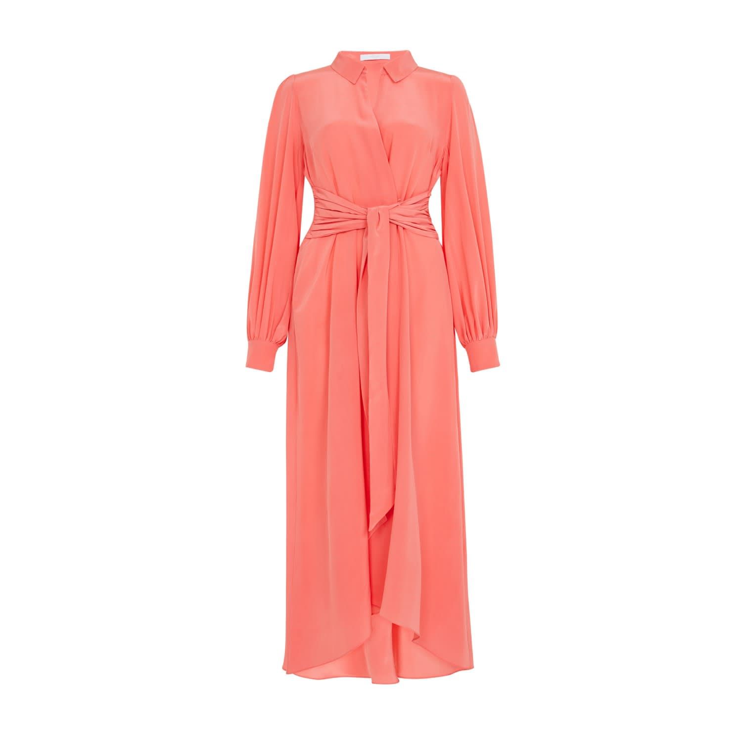 Aria Coral Midi Shirt Dress | Wolf and Badger (Global excl. US)
