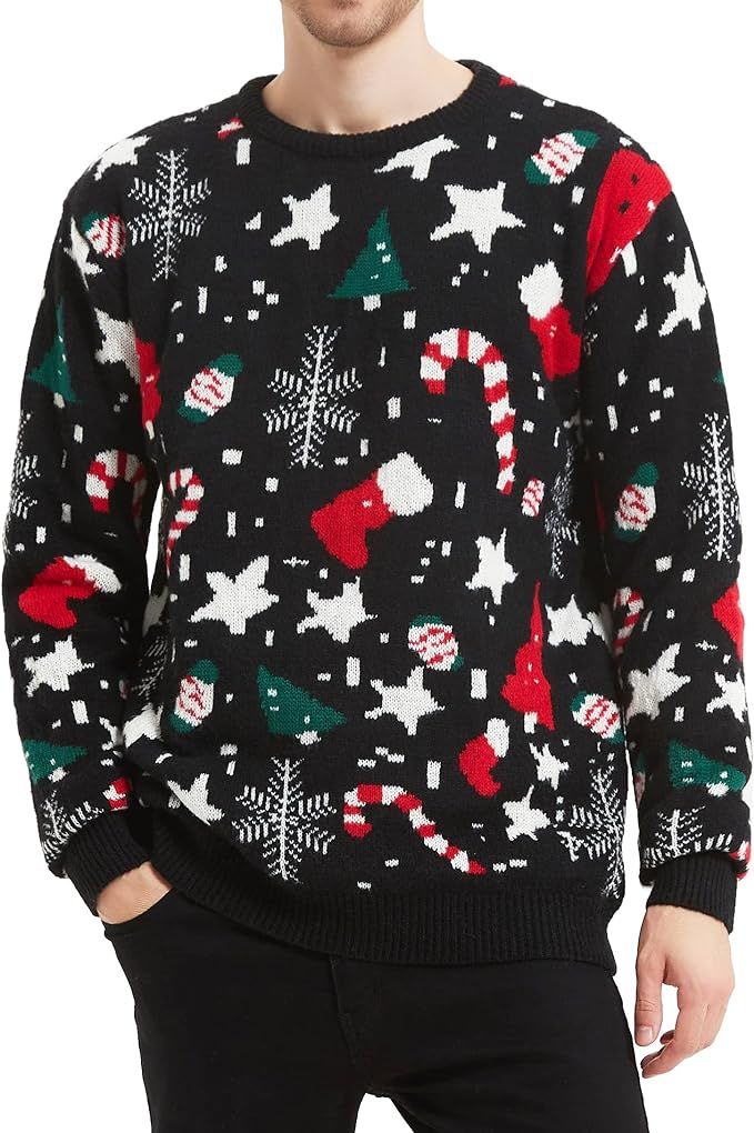 *daisysboutique* Men's Holiday Reindeer Snowman Santa Snowflakes Sweater | Amazon (US)