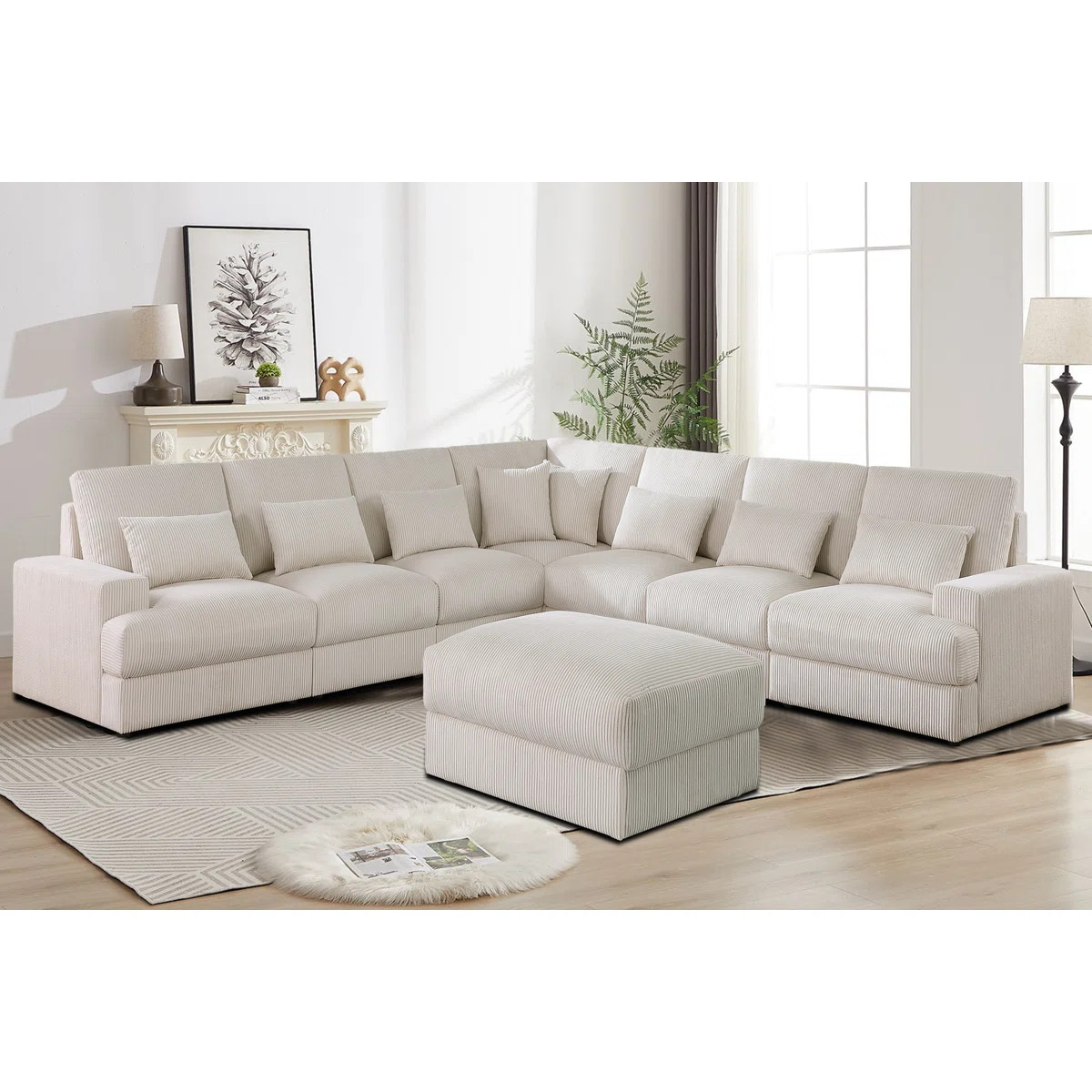 7-Pieces 132"*121" U Shape Sectional Sofa Cloud Couch With Removable Ottomans | Wayfair North America