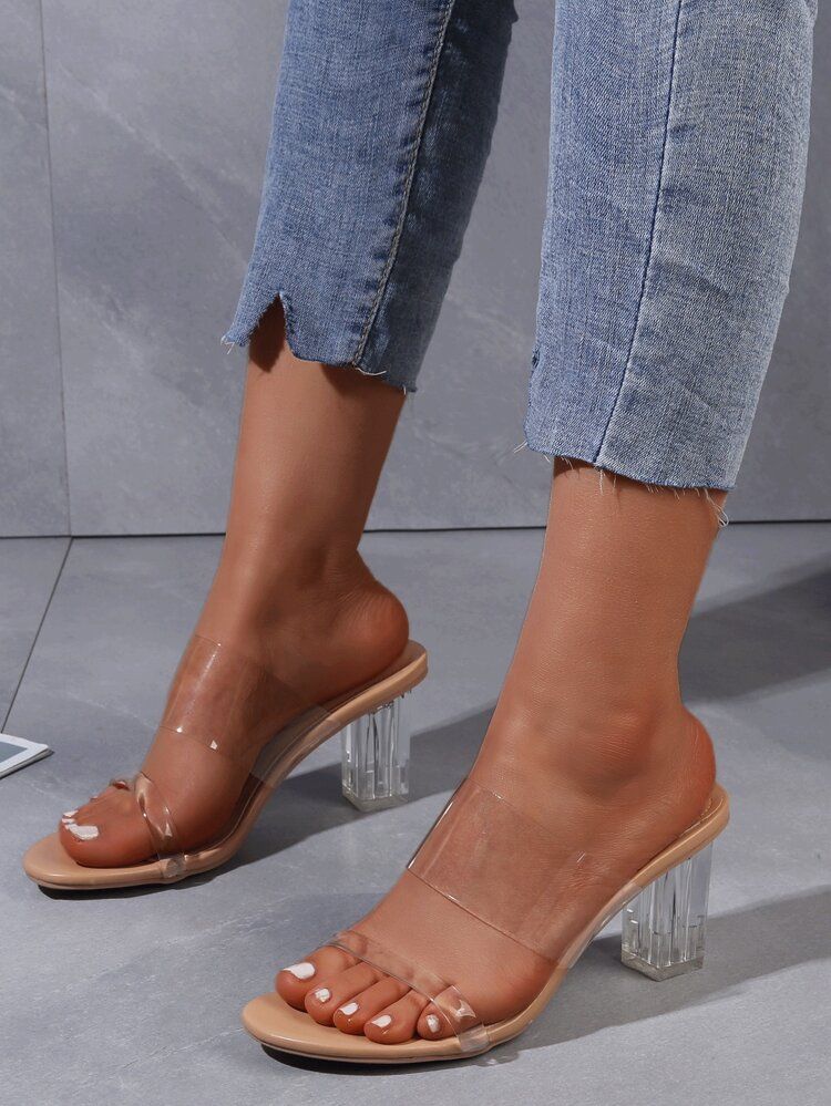 Clear Chunky Heeled Mules | SHEIN