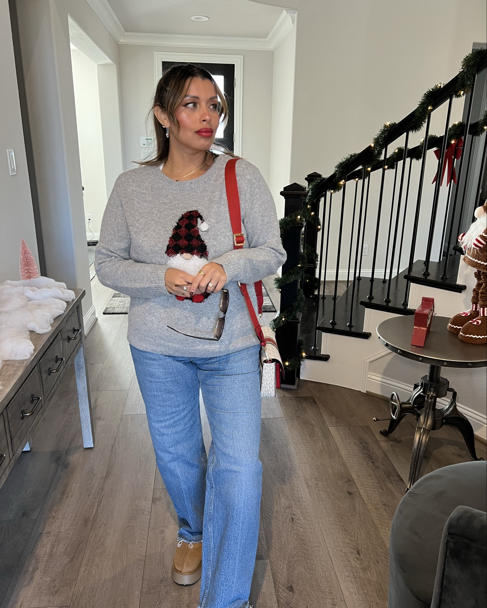 Cozy holiday outfit, sweatshirt from TJMaxx, Abercrombie jeans, amazon platform mini boots and sunglasses, Michael kors purse 

#LTKHoliday #LTKSeasonal #LTKStyleTip