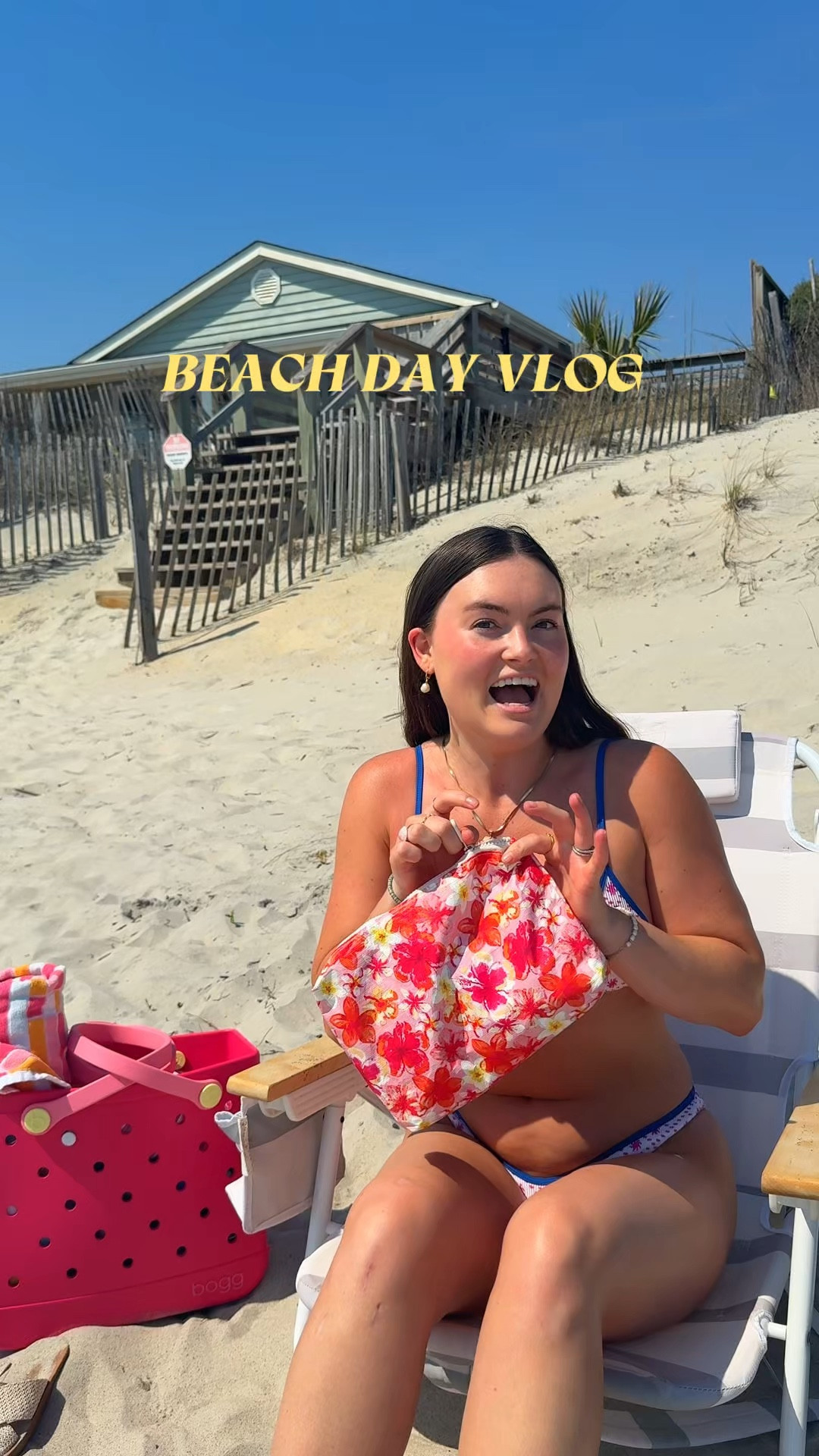 Beach day 🌊  fav beach bag + chair 💕