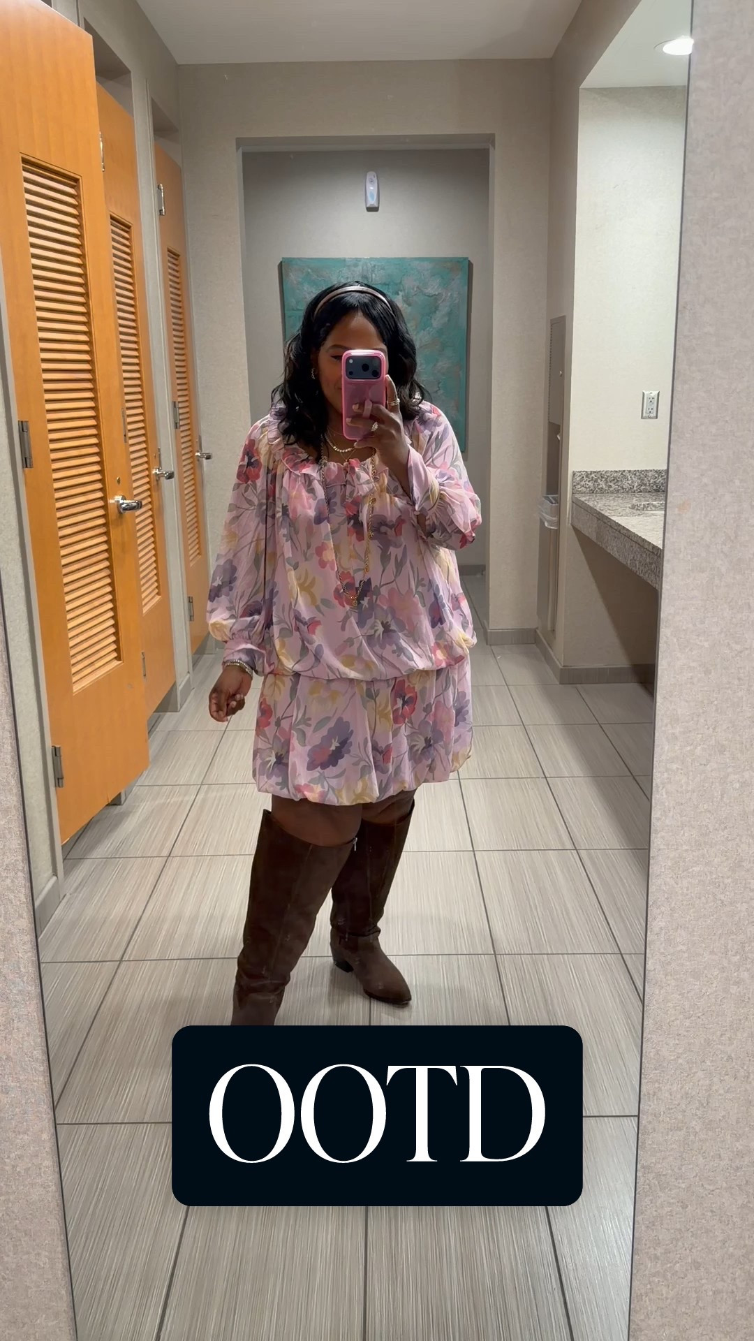 Wednesday ootd in this super cute pink floral dress from Anthropologie and extra wide calf boots from Dolce Vita! 

#LTKPlusSize #LTKWorkwear #LTKMidsize