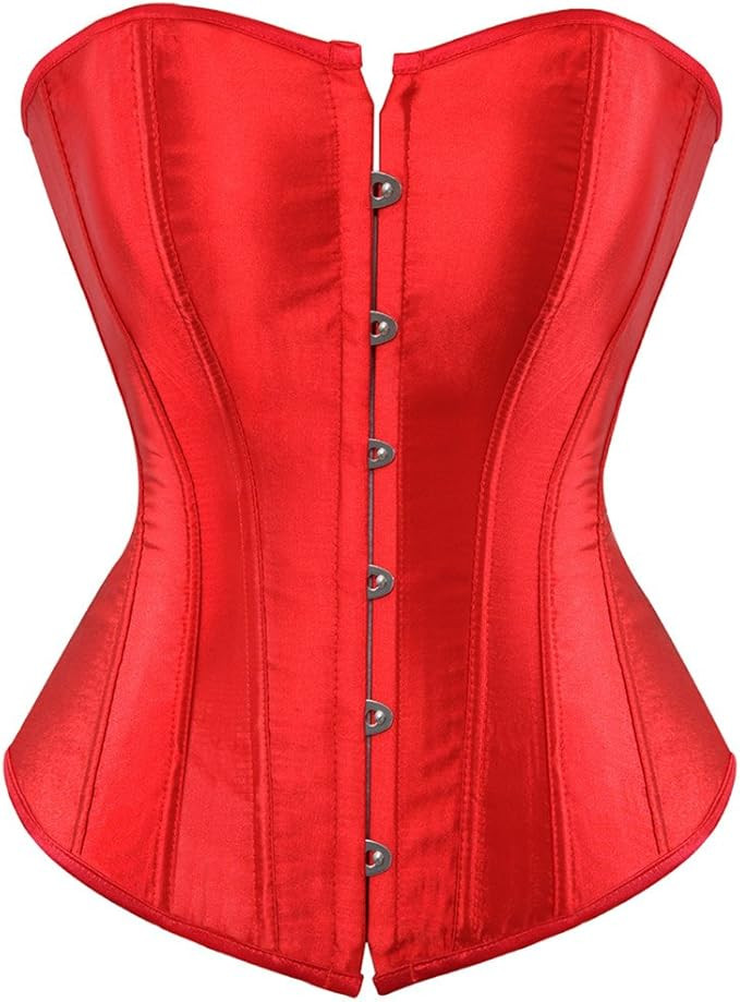 Kranchungel Corset Tops for Women Satin Lace Up Corset Top Plus Size Gothic Corset Overbust | Amazon (US)