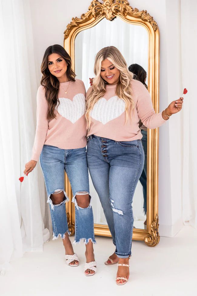 Dearest Hearts Pink Sweater | The Pink Lily Boutique