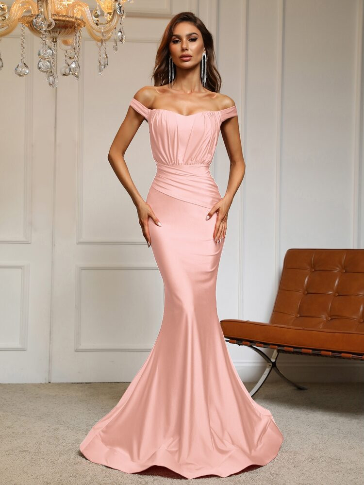 Off Shoulder Mermaid Hem Prom Dress | SHEIN