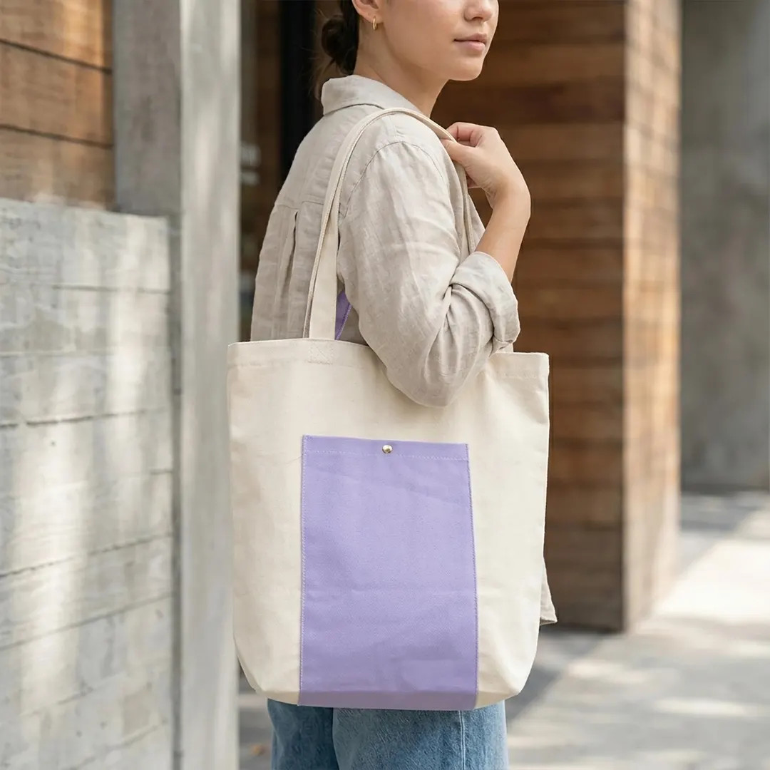 Lavender Canvas Tote Bag, Shoulder Handbag, Cute Tote Bag With Pockets, Eco Friendly Gift for Wom... | Etsy (US)