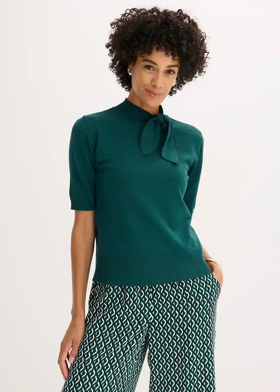 eleganter Feinstrickpullover mit Schluppe - gr\u00fcn | bonprix | Bonprix DE