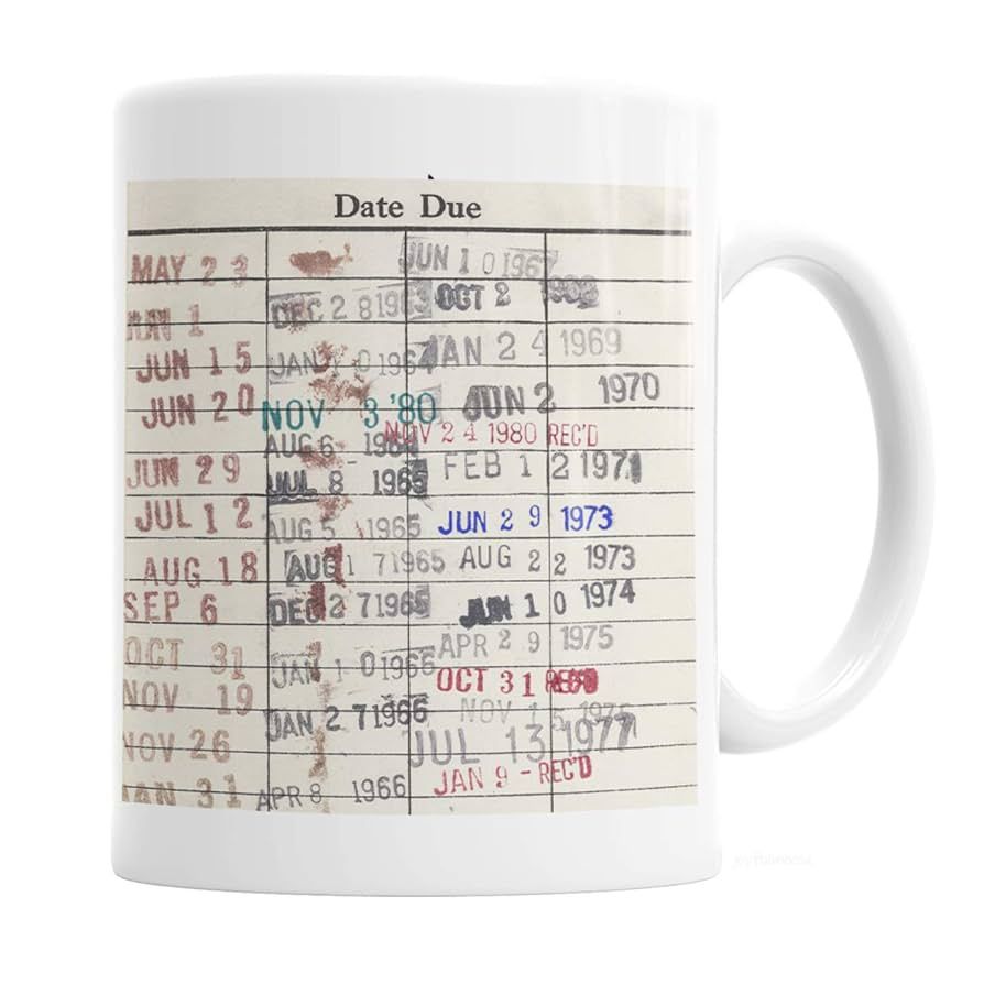 Library Due Date Card Coffee Mug - Gift for readers, librarians | Amazon (US)