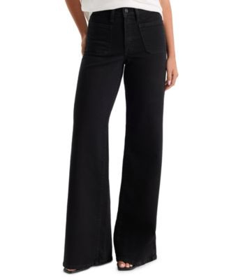 Good American Women's Good Waist High-Rise Wide Palazzo Jeans - Black001 | Macy's