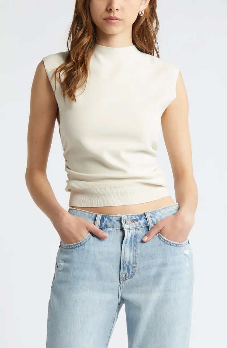 Open Edit Ruched Cap Sleeve Sweater | Nordstrom | Nordstrom