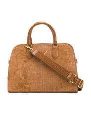 Suede Tasha Fauz Croc Satchel With Shoulder Strap | TJ Maxx
