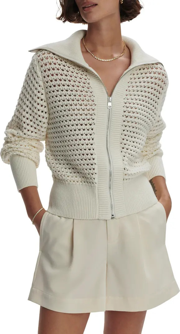 Eloise Open Stitch Cotton Zip-Up Cardigan | Nordstrom