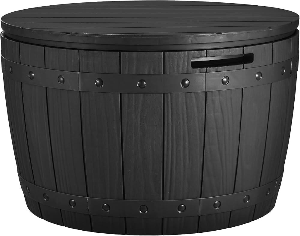 YITAHOME 33 Gallon Round Deck Box, Outdoor Storage Box for Patio Furniture,Patio Table for Cushio... | Amazon (US)