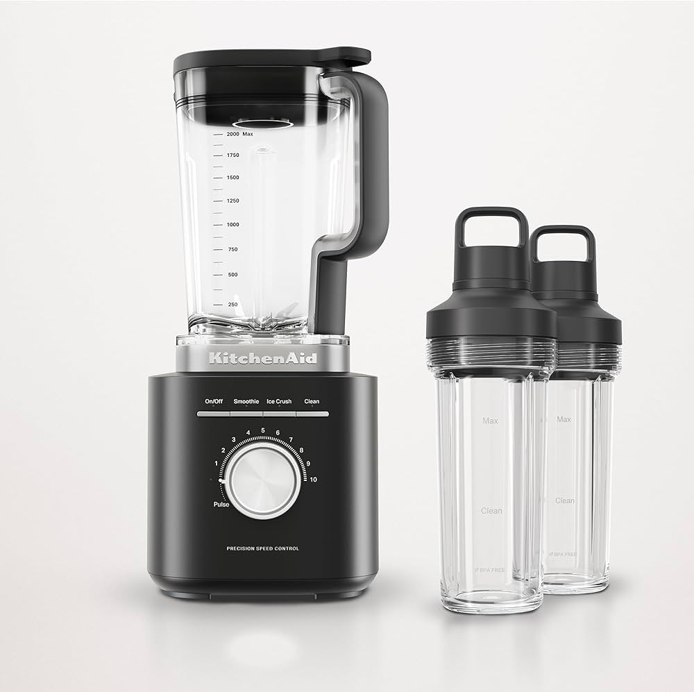 KitchenAid Pure Power Blender with 2 Personal Blending Jars, 1700 Watt Peak Power*, KSB2078, Blac... | Amazon (US)