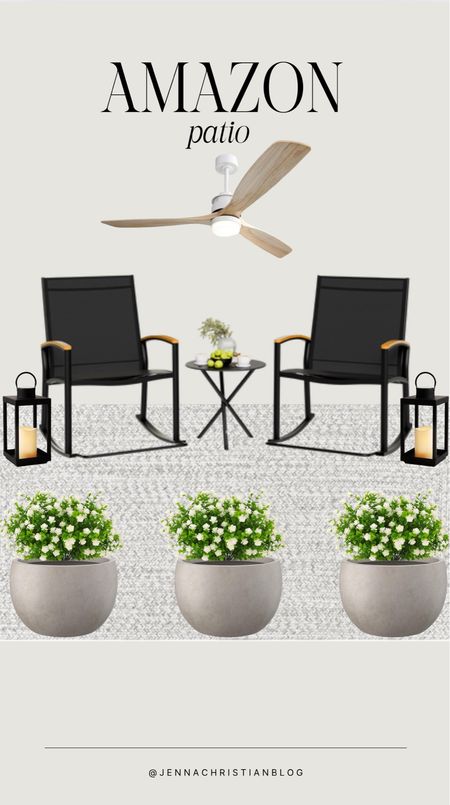 Cozy up your patio and shop this patio design, all from Amazon.




Outdoor ceiling fan, outdoor chairs, outdoor side table, outdoor runner rug, outdoor planter pots, outdoor faux flower bushes, outdoor lanterns 

#LTKHome