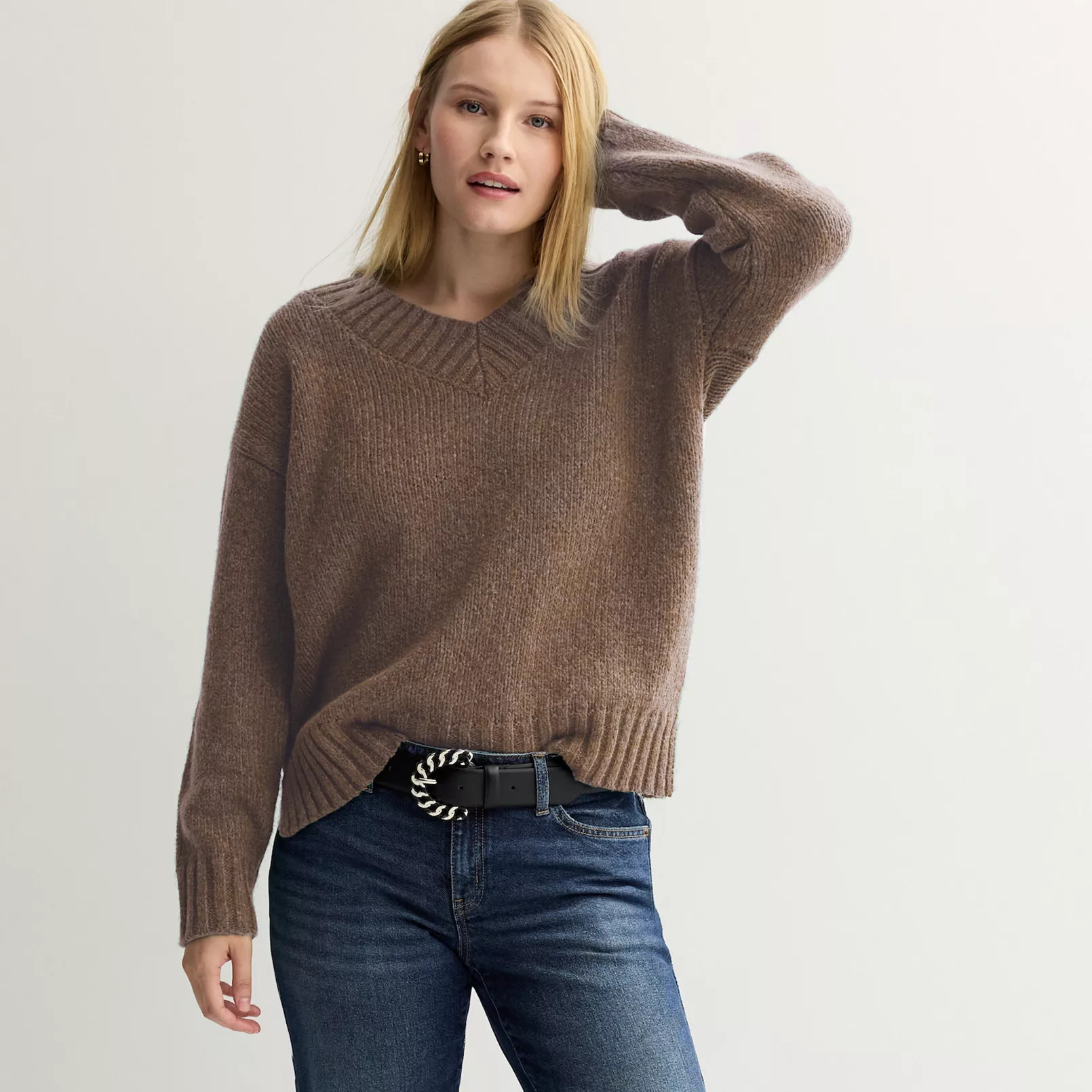 Juniors' Pink Republic V-Neck Pullover Sweater | Kohl's