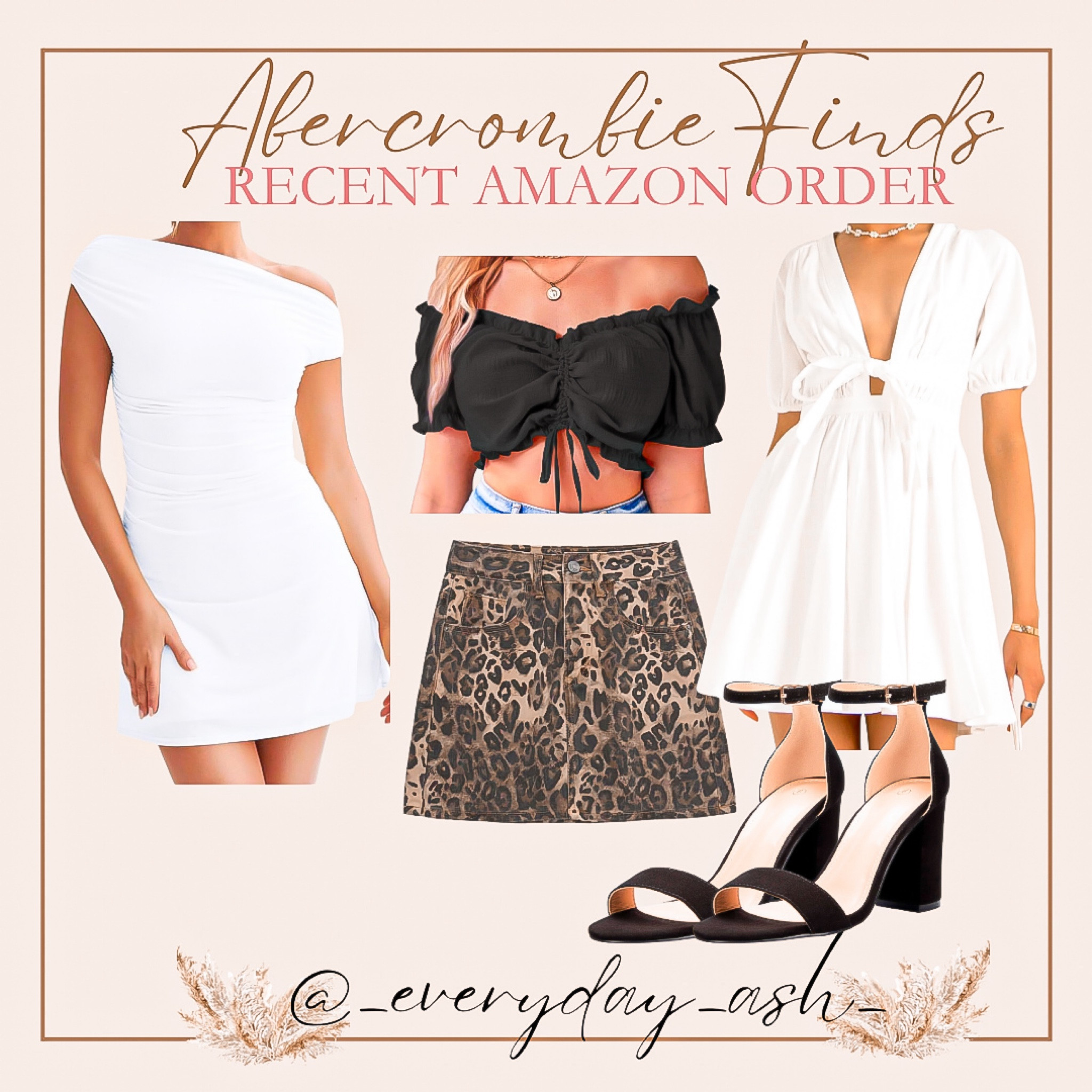 Recent Amazon Order 


Amazon fashion, white dress, mini dress, off shoulder shirt, black shirt, high heels, black heels, bridal shower dress, leopard skirt 

#LTKStyleTip #LTKFindsUnder50 #LTKSaleAlert