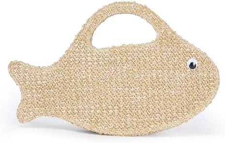 Herald Fish Shaped Straw Woven Purse for Women, Summer Beach Raffia Clutch Handbag Tote Satchel | Amazon (US)