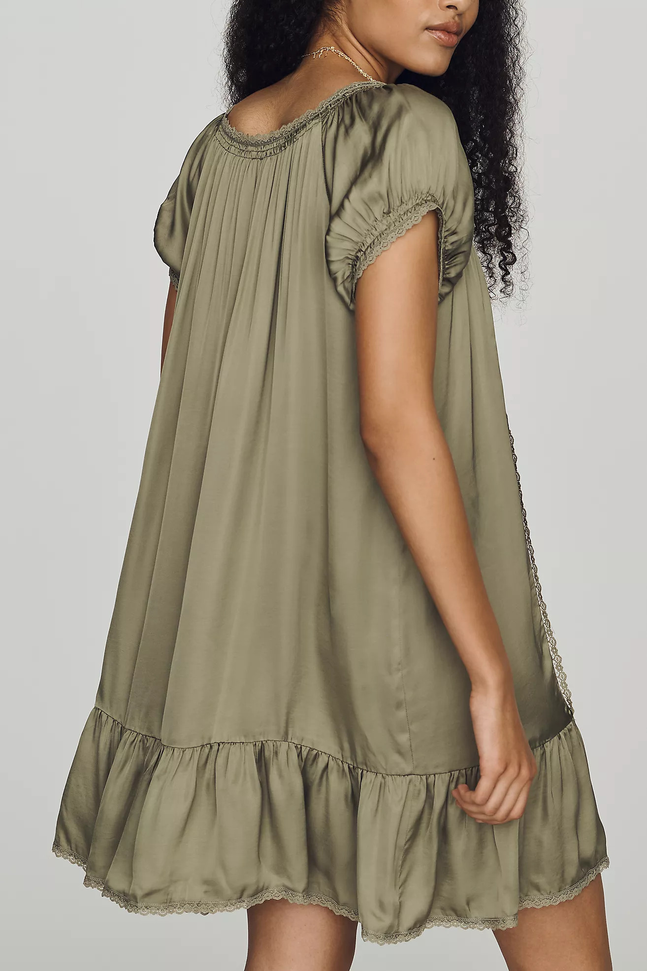 Amber Short-Sleeve Silken Mini Dress | Anthropologie (US)