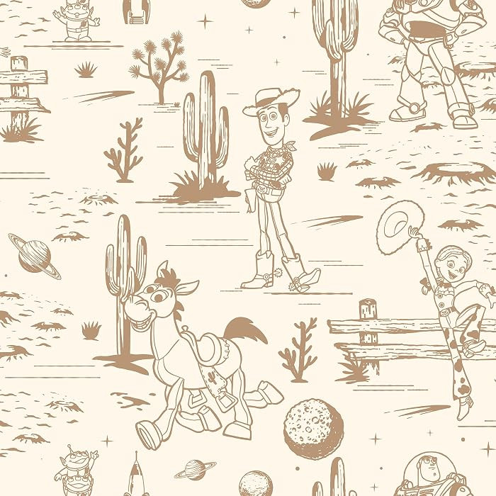 Disney Toy Story Toile Brown Peel and Stick Wallpaper | Amazon (US)