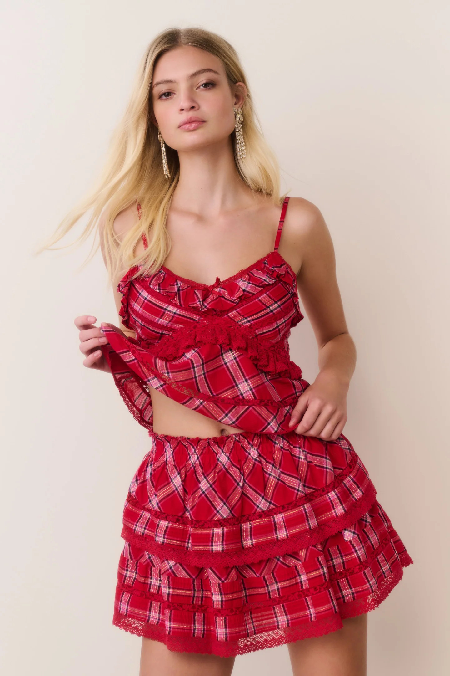 Ruffle Mini Tartan Skirt | LoveShackFancy