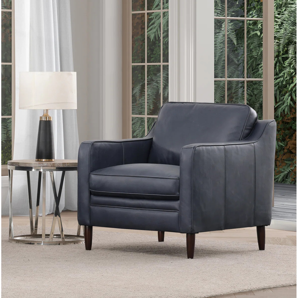 Ashtabula Genuine Leather Square Arm Accent Chair | Wayfair North America