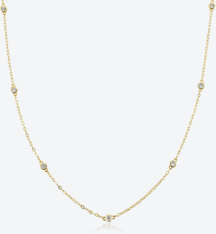 Cosmic Halo Bezel Dainty Necklace with 7 Round Cut Cubic Zirconia | Nordstrom