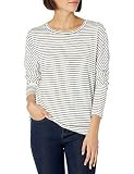 Daily Ritual Women's Supersoft Terry Dolman Cuff Sweatshirt, White-Black Stripe, Medium | Amazon (US)