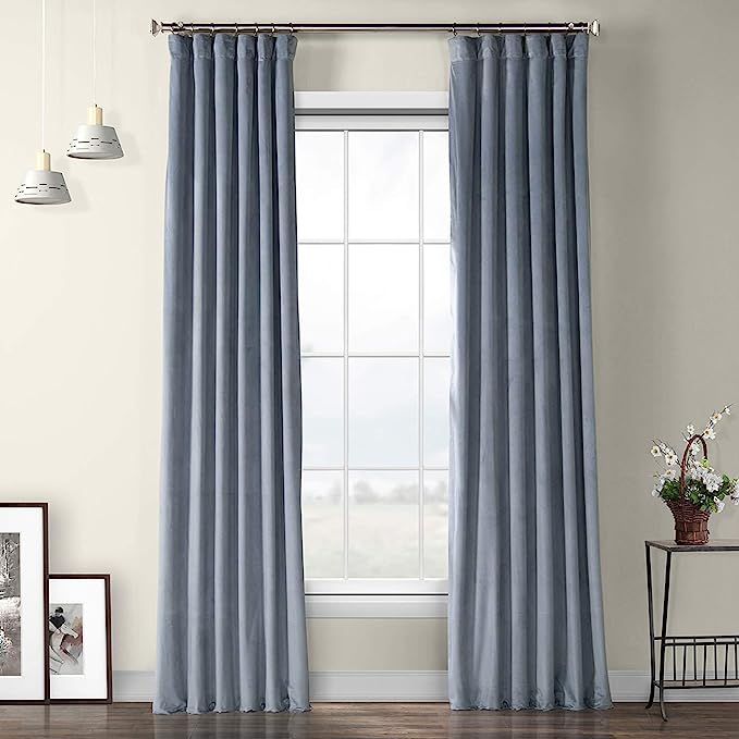 HPD Half Price Drapes VPYC-179920-84 Heritage Plush Velvet Curtain (1 Panel), 50 X 84, Denmark Bl... | Amazon (US)