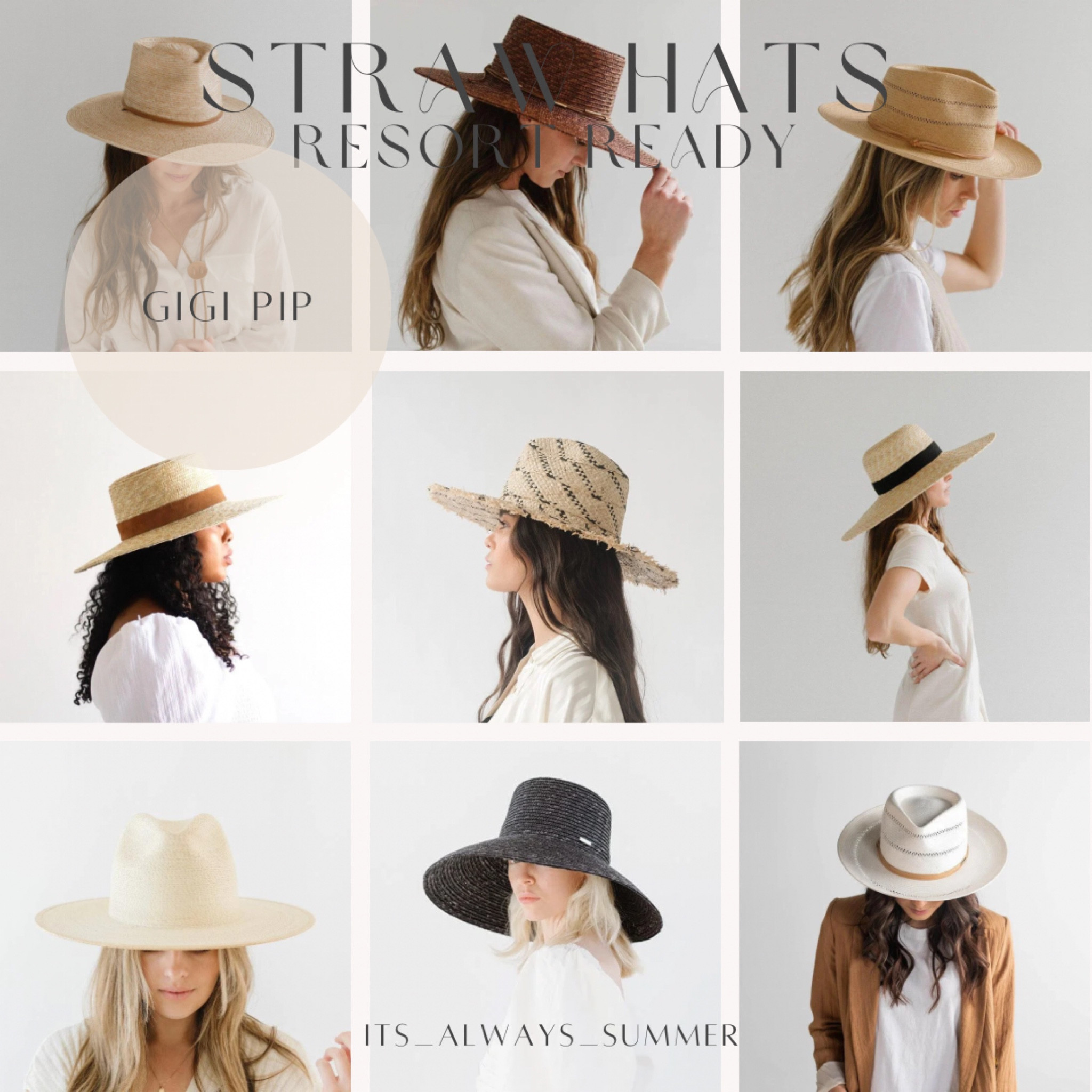 Straw Hat Season!!! Gigi Pip is my go-to for all season hats… here are some of my favorite resort style hats! I wear a 57 s/m (see previous posts of me wearing Gigi Pip hats!) #strawhats #gigipip #resortwear #springoutfits #resortstyle #resortoutfits

#LTKstyletip #LTKtravel #LTKswim