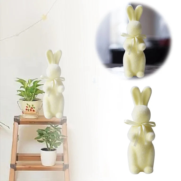 Easter Flocked Bunny Decor, Yellow, 7.87 Inch, 1PC,the Fun Way For You To Celebrate Easter | Walmart (US)