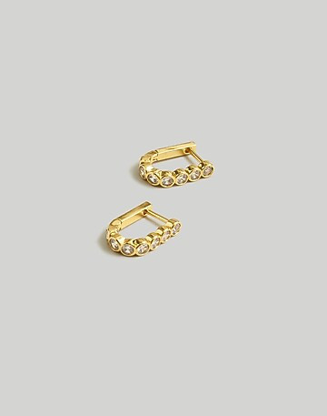 The Tennis Collection Bezel Set Crystal Carabiner Hoop Earrings | Madewell