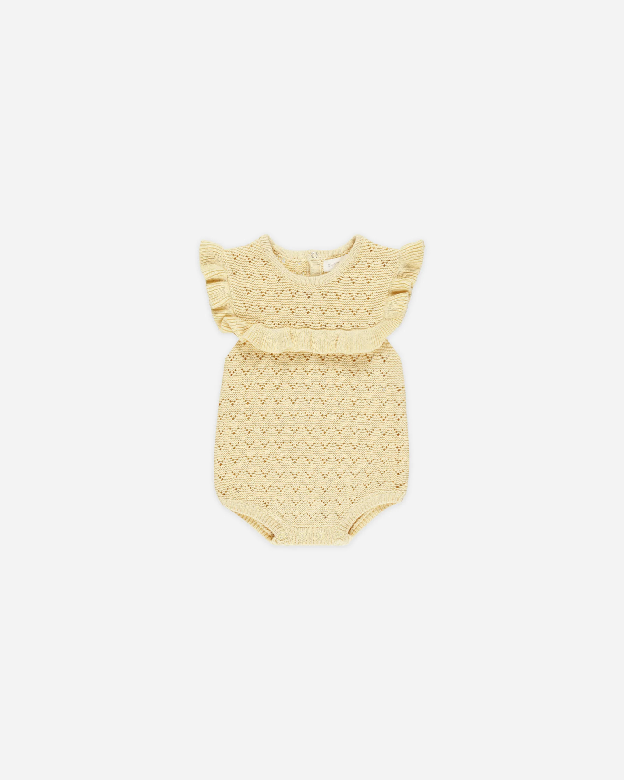 Pointelle Ruffle Romper || Yellow | Rylee + Cru
