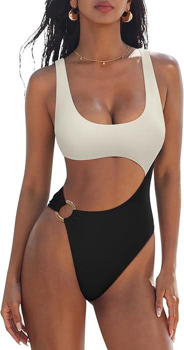 SUUKSESS Women Sexy One Piece Tummy Control Swimsuit Cutout Backless Bathing Suit | Amazon (US)