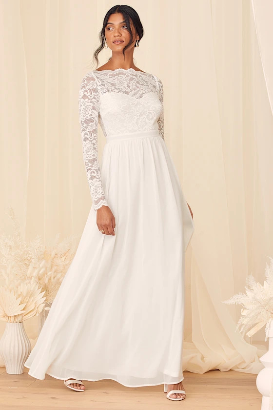 Your Ever After White Lace Long Sleeve Maxi Dress | Lulus (US)