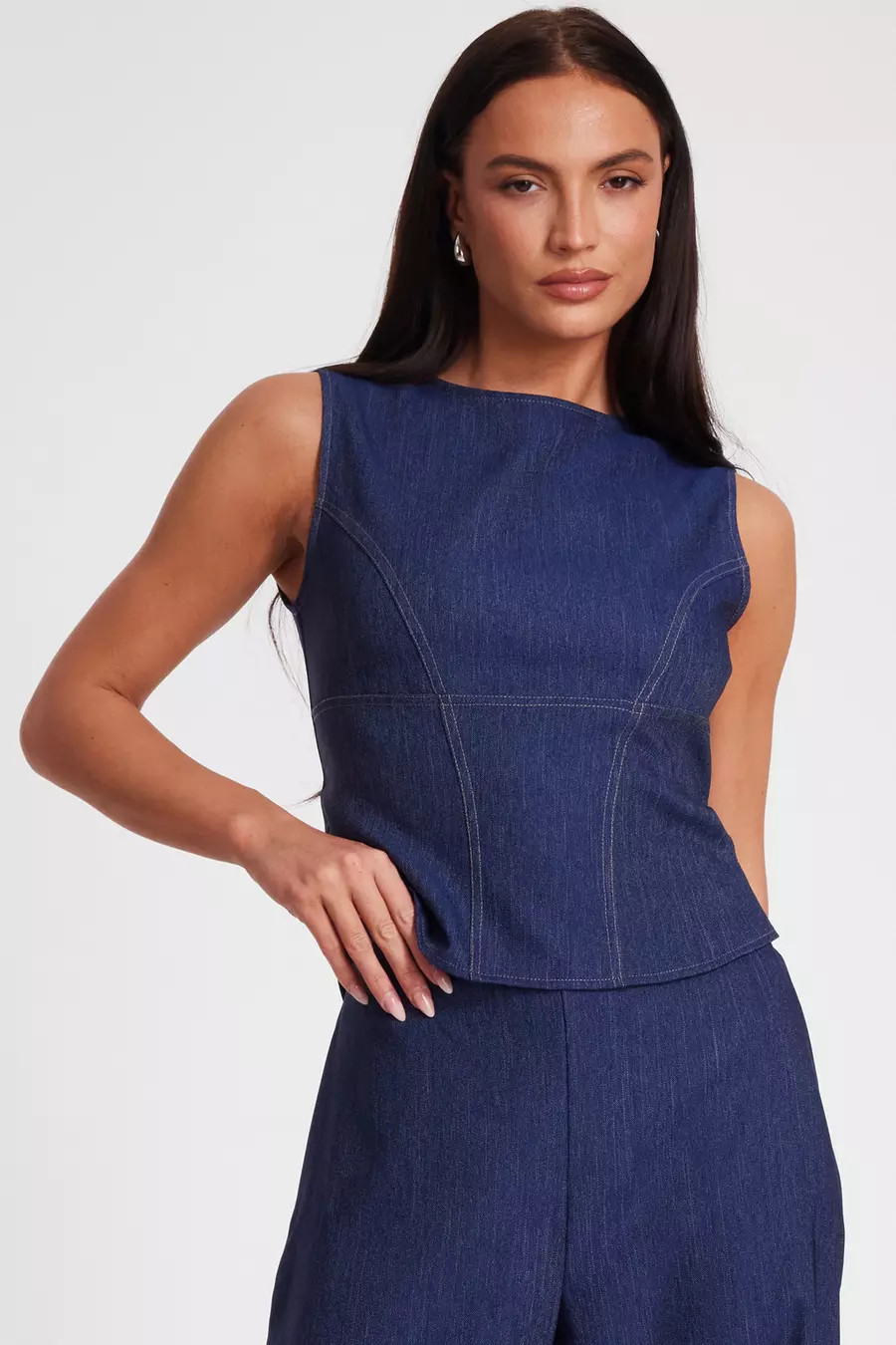 Indigo Tie Back Top | Quiz Clothing
