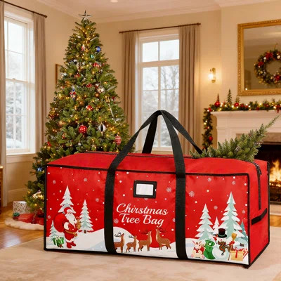 Christmas Tree Storage Bag For 7.5 Ft Artificial Trees - Heavy Duty 600D Oxford Fabric With Dual Zippers & Handles, Waterproof Xmas Holiday Decoration | Wayfair North America