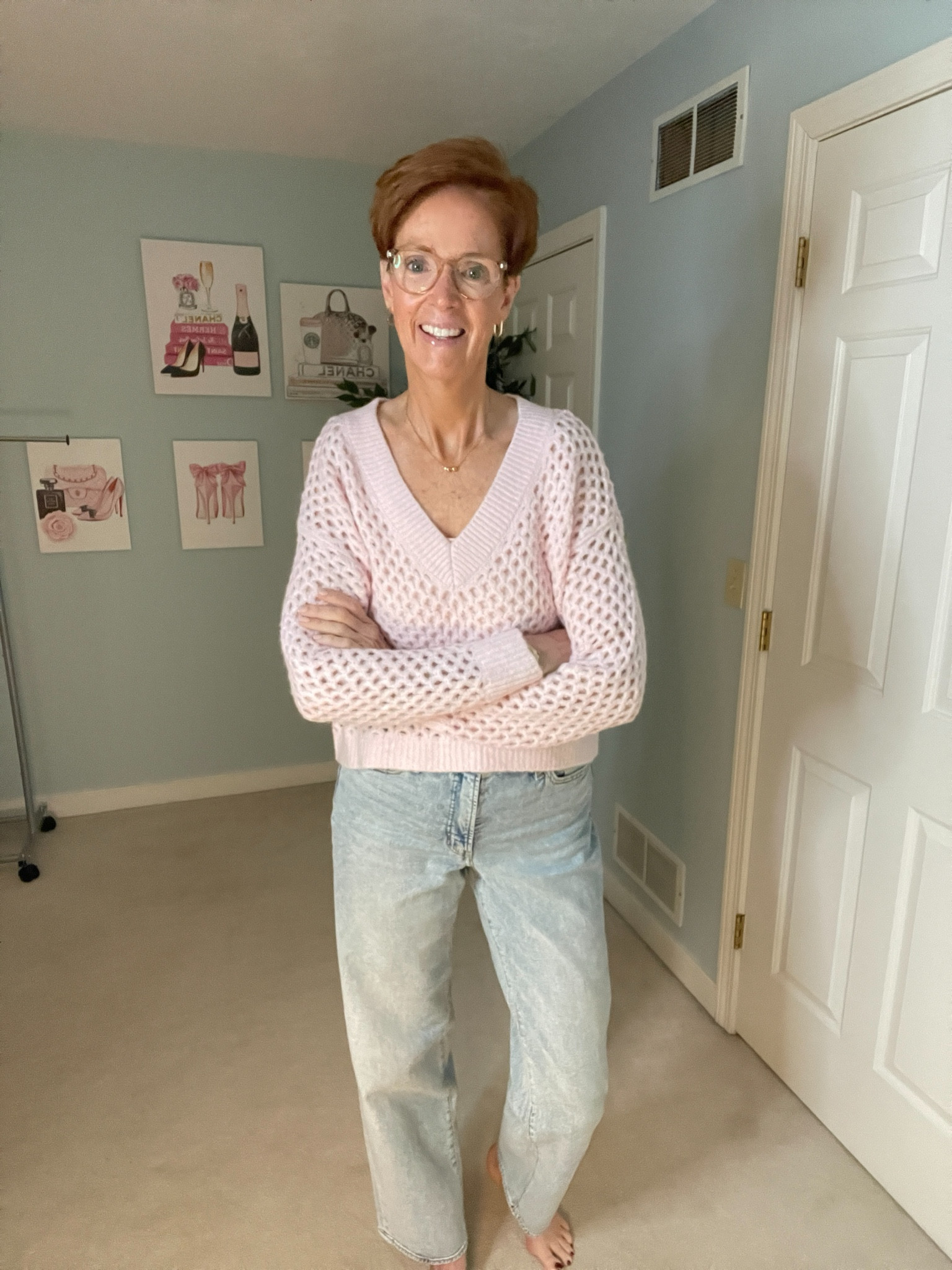 Loving this open knit sweater from Target! The pale pink color and v-neck are favorites of mine. Paired with a light wash pair of jeans from Old Navy.

Over 50 fashion, tall fashion, workwear, everyday, timeless, Classic Outfits

Hi I’m Suzanne from A Tall Drink of Style - I am 6’1”. I have a 36” inseam. I wear a medium in most tops, an 8 or a 10 in most bottoms, an 8 in most dresses, and a size 9 shoe. 

#LTKfindsunder50 #LTKover40 #LTKstyletip