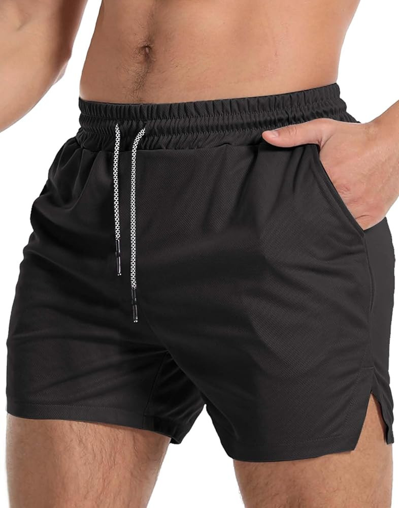 Aolesy Men's Gym Workout Shorts 5" Lightweight Bodybuilding Athletic Shorts Running Training with... | Amazon (US)