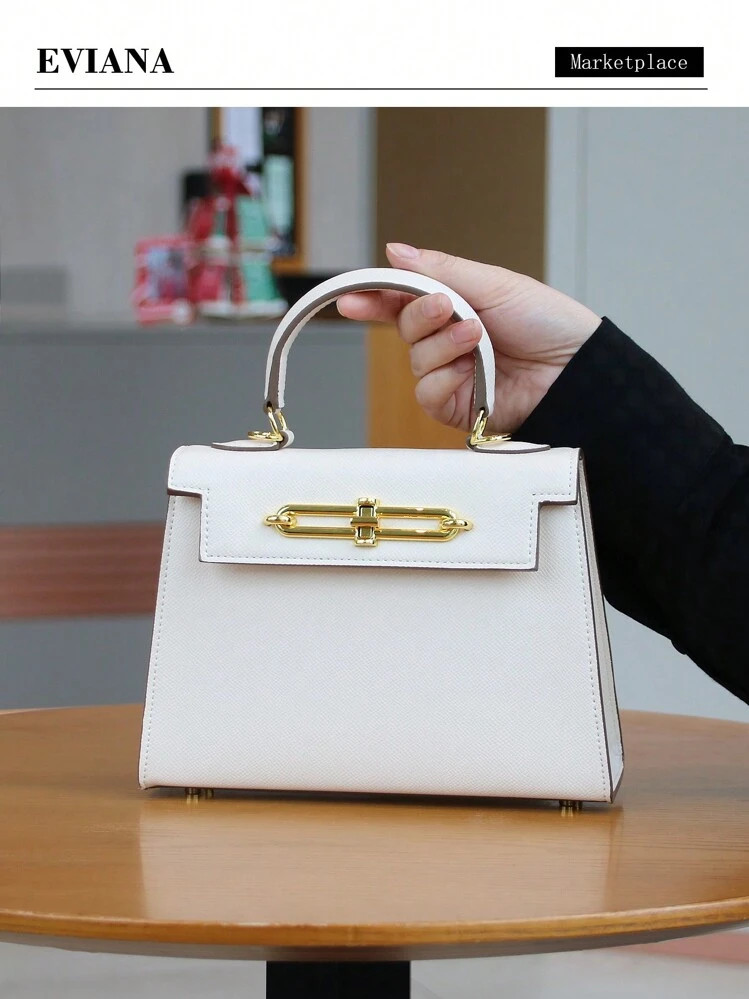 2025 & High-End Ladies Handbag, Elegant Small Bag With Palm Texture Kelly Handbag, OL Commute & Work Bag, Refined & Minimalist Square Tote, Women's Shoulder & Crossbody Bag | SHEIN