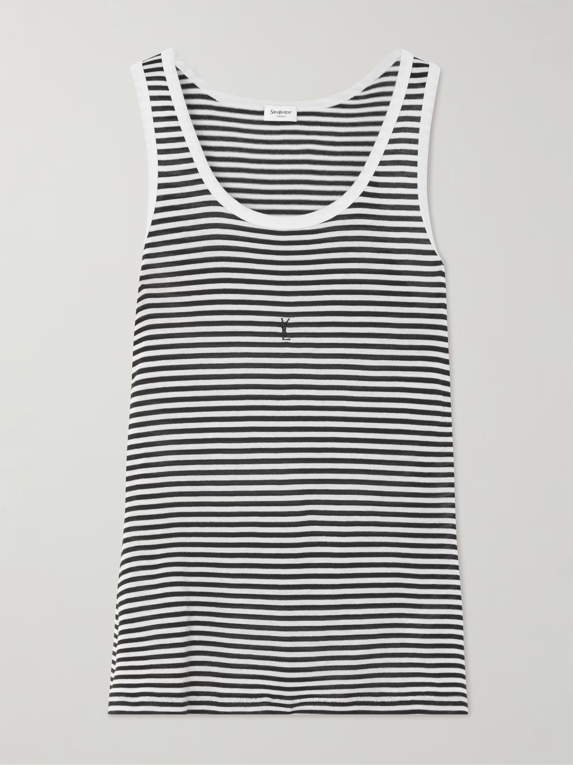 Embroidered striped cotton tank | NET-A-PORTER (US)