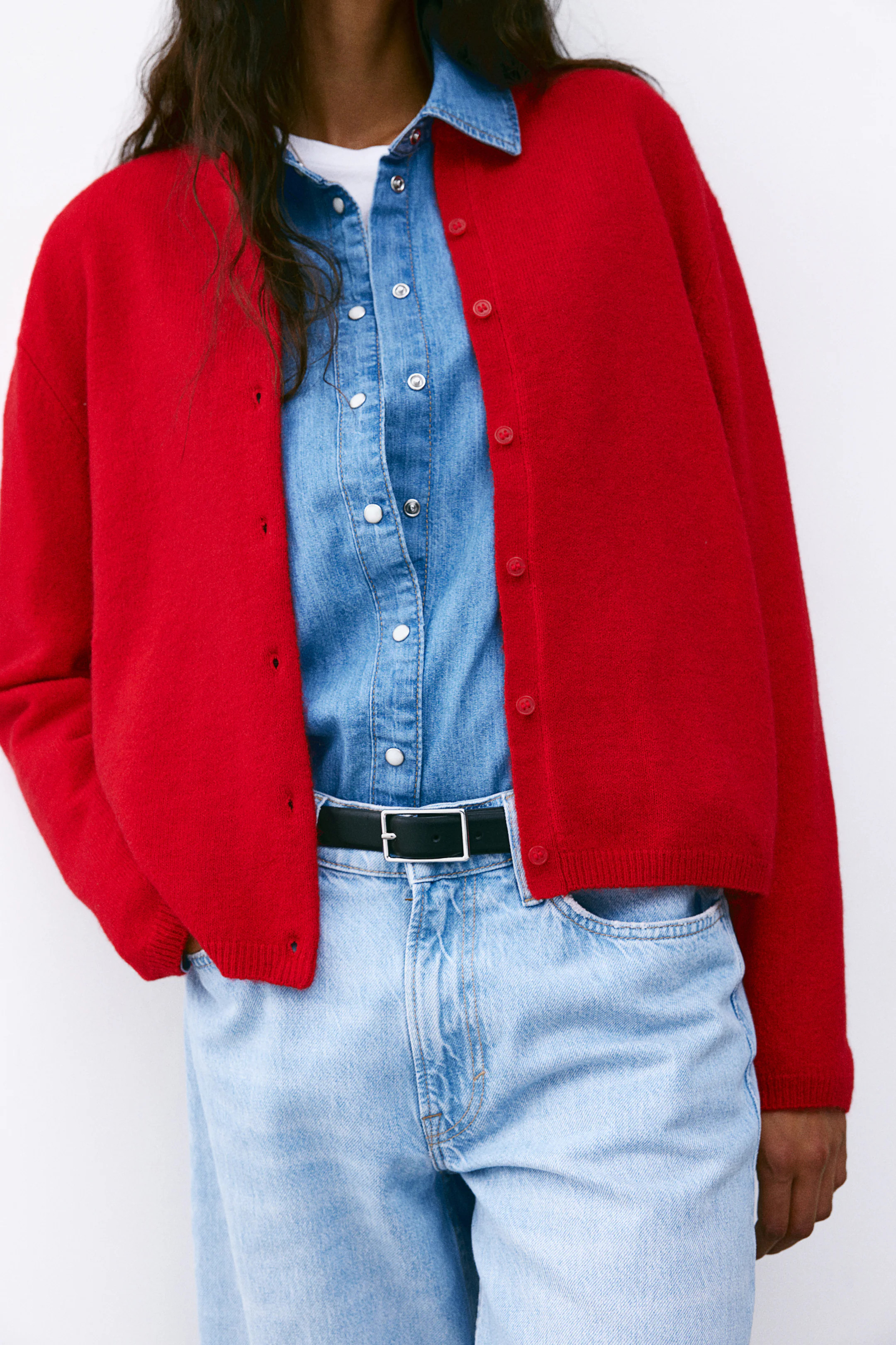 Gilet Loose Fit - Encolure ronde - Manches longues - Rouge - FEMME | H&M FR | H&M (FR, IT, ES, PT, BE)